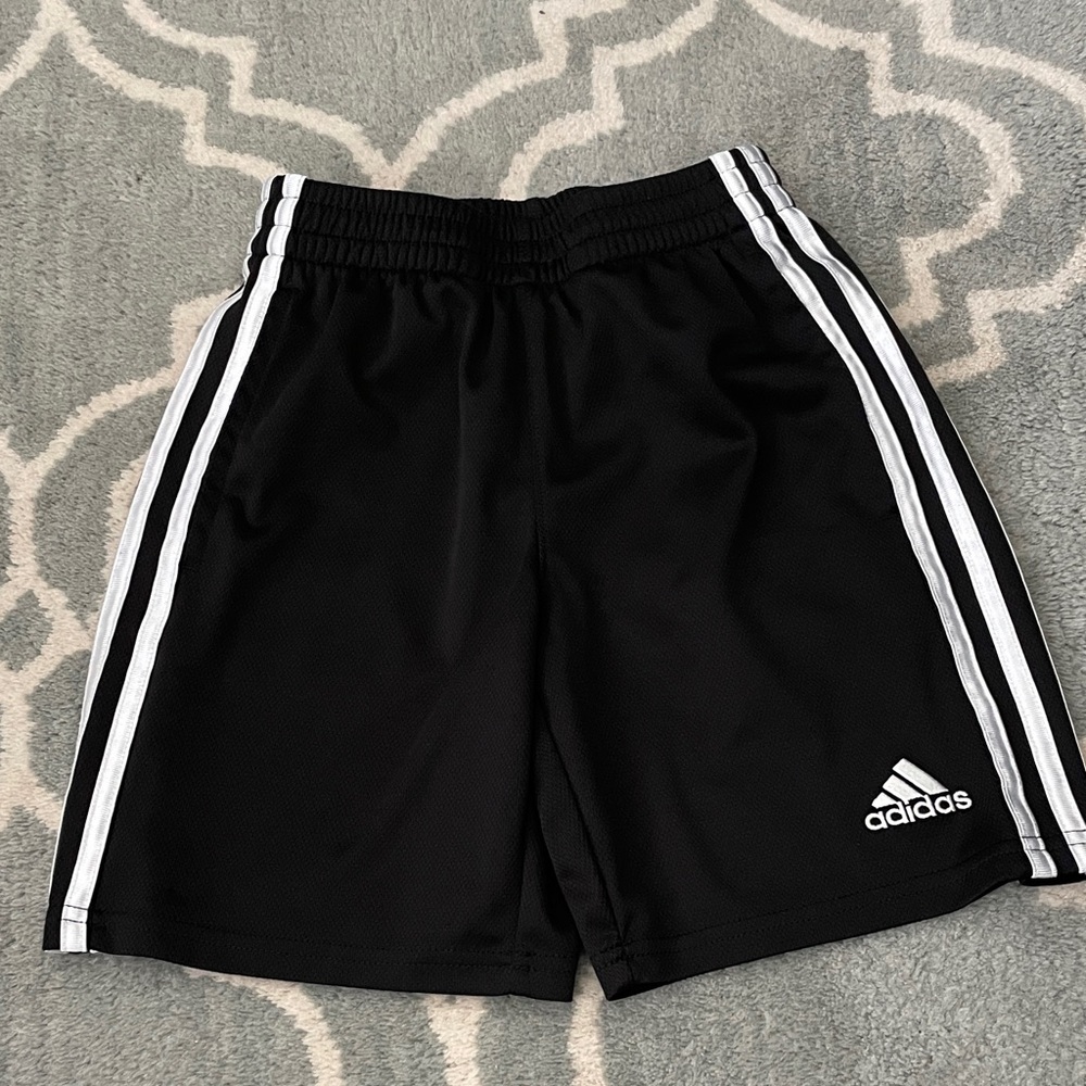 adidas Black Athletic Shorts with White Side Stripes